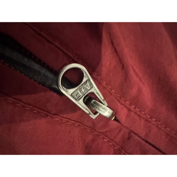 Abercrombie & Fitch Burgundy Nylon Pants Athletic Side Stripe Zippers Size L |W1 - Picture 6 of 7